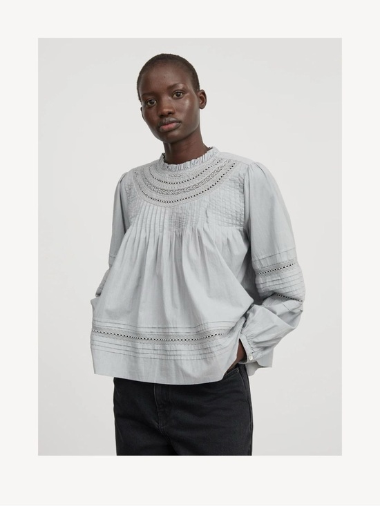 Skall Studio Tops - Skall Studio Bianco Blouse — Cloud Grey, Size 38, 100% Organic Cotton